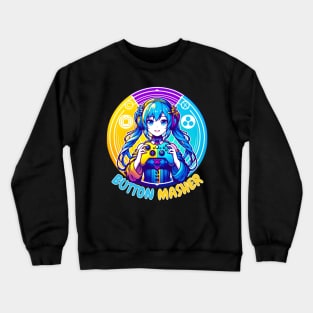 Button smashing gamer girl Crewneck Sweatshirt